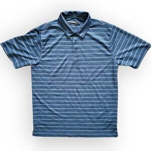 Pebble Beach Dry-Luxe Performance Striped Blue Short Sleeve Polo Men Sz M